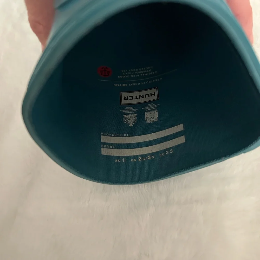 Hunter Original Gloss Rain Boot Bottle Blue us 2B /3G EU 33